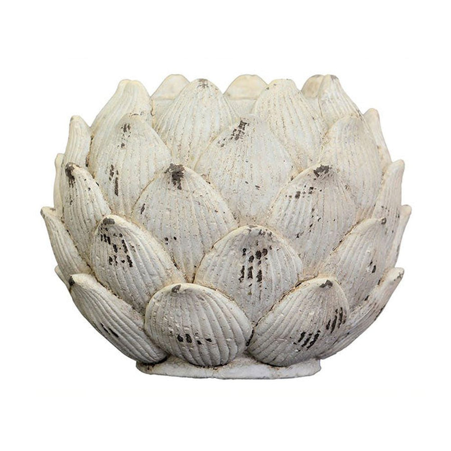 Antikolt, rusztikus megjelenésű virágkehely formájú kerámia mécsestartó.