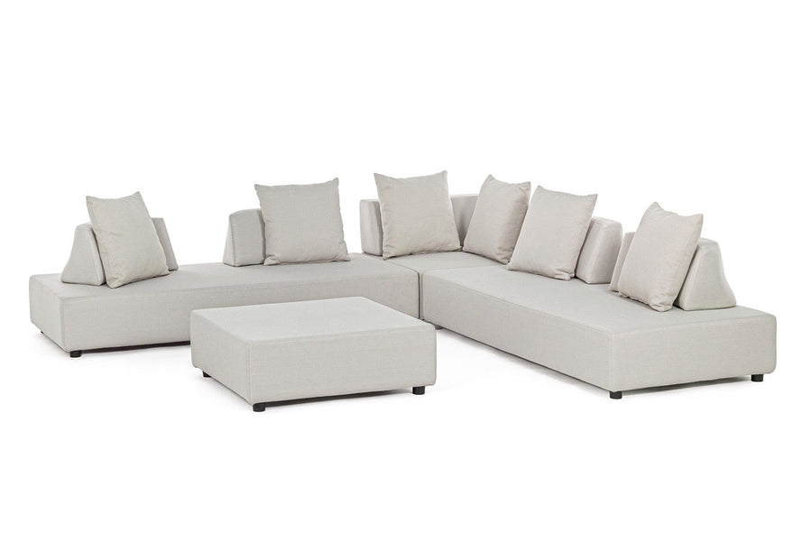 Homokszürke színű, kortárs kerti ülőgarnitúra.