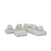 Homokszürke színű, kortárs kerti ülőgarnitúra.