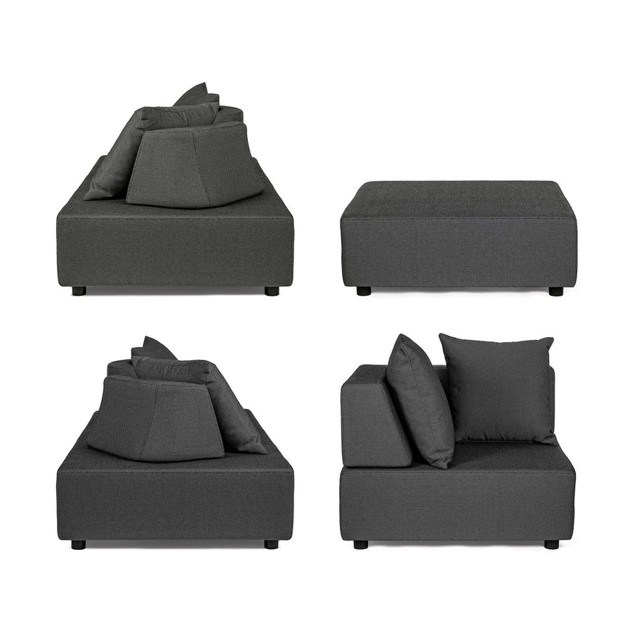 Sötétszürke színű kortárs kerti ülőgarnitúra.