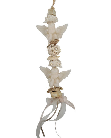 Vintage stílusú, kókusz illatú kézműves illatfüzér angyal formájú krémviasz figurával 
