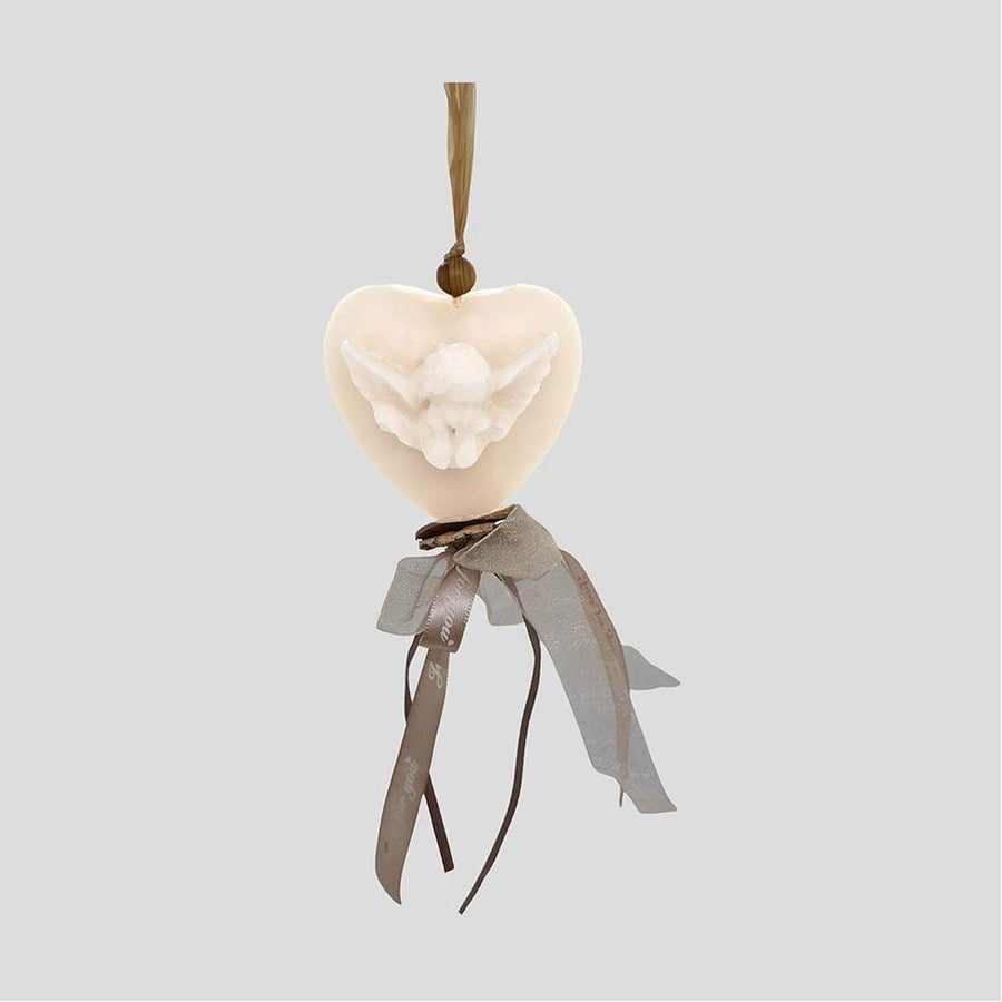 Vintage stílusú, kókusz illatú kézműves illatfüzér, angyal figurás szív formájú krémviasszal.