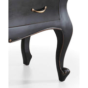 Mahagónifából készült klasszikus koloniál stílusú, ébenfekete színű kézműves fiókos komód.