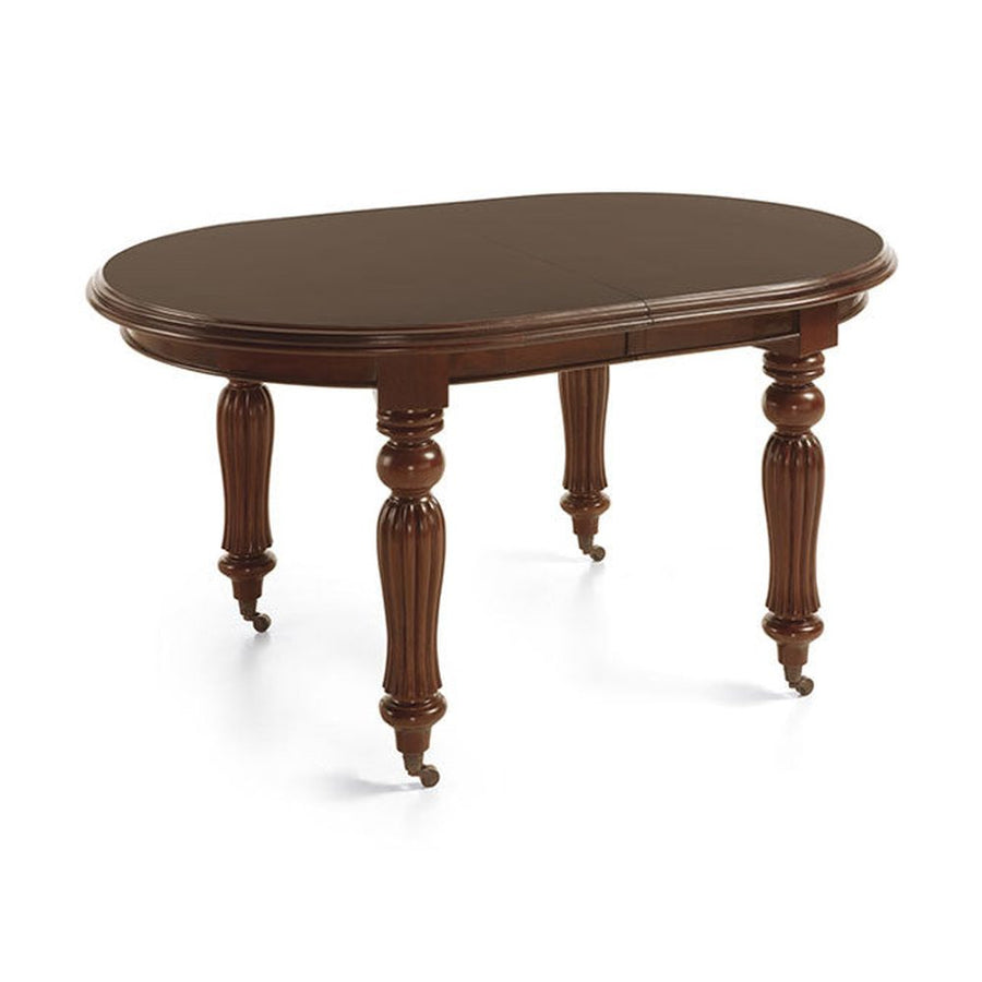 Mahagónifából készült kerekes kihúzható étkezőasztal