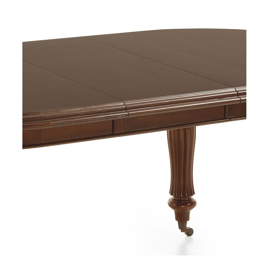 Mahagónifából készült kerekes kihúzható étkezőasztal