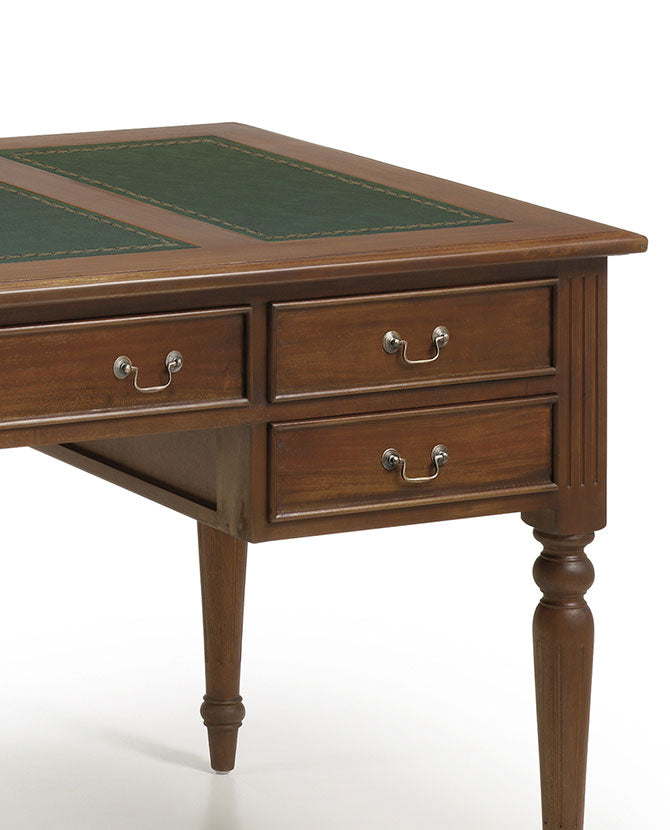 Tömör mahagónifából készült klasszikus koloniál stílusú kézműves íróasztal