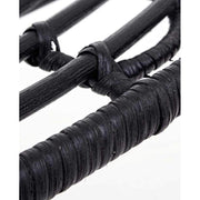 Skandináv kortárs stílusú, fekete színű, valódi rattanból készült formatervezett étkezőszék.