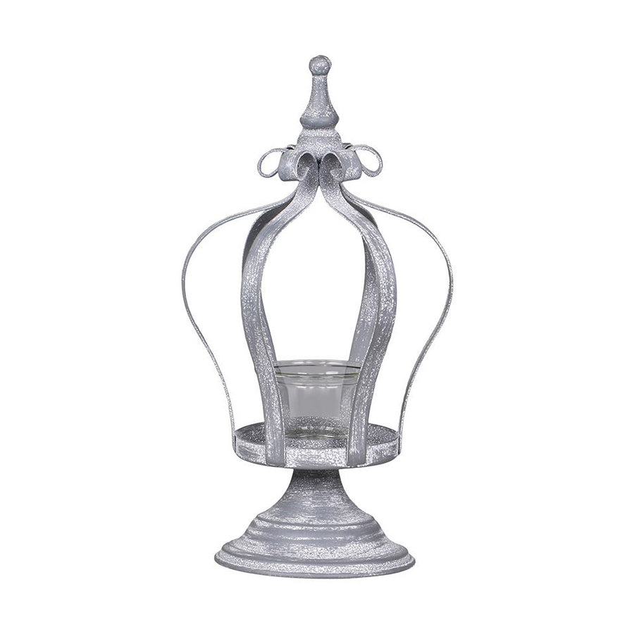 Vintage stílusú , antikolt fém koronás mécsestartó, gyertyatartó