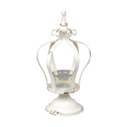 Shabby Chic stílusú koronás fém mécsestartó üvegbúrával