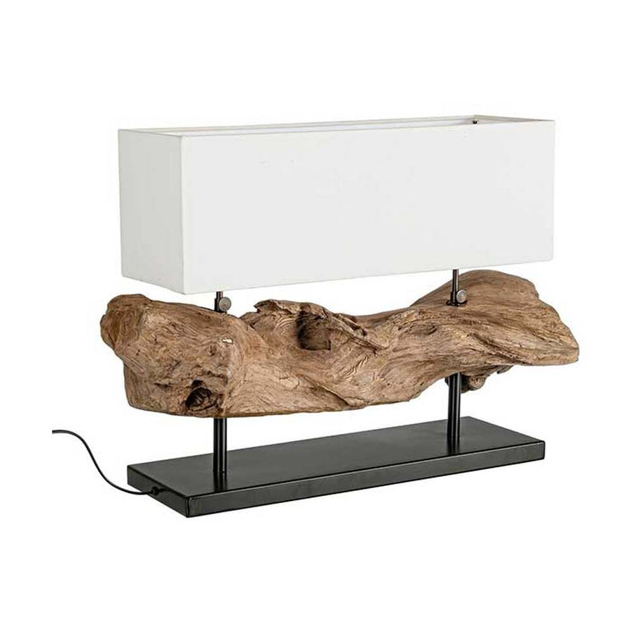 Kortárs stílusú, újrahasznosított, göcsörtös mangófából készült asztalilámpa.