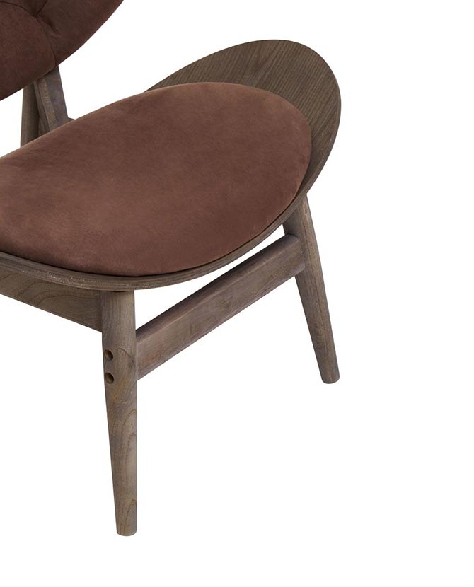 Prémium minőségű, kortárs stílusú, hajlított szilfából készült barna színű bársonnyal kárpitozott dizájn szék