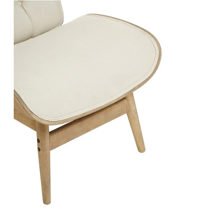 Prémium minőségű, kortárs stílusú, hajlított szilfából készült fehér színű vászonnal kárpitozott szárnyas relaxációs szék