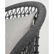 Kortárs stílusú, antracitszürke színű, forgatható, formatervezett kerti dizájn fotel.