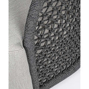 Kortárs stílusú, antracitszürke színű, forgatható, formatervezett kerti dizájn fotel.