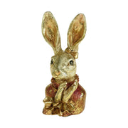 Antikolt felületű, arany masnival díszített, galléros nyuszi lány mellszobor.