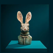 Nagyméretű 50 cm magas, Fub Funky stílusú, galléros masnis nyuszi lány mellszobor .