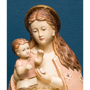 Részletkép a Virágos Madonna figura arcairól.