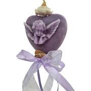 Vintage stílusú, levendula illatú kézműves illatfüzér, angyal figurás szív formájú krémviasszal