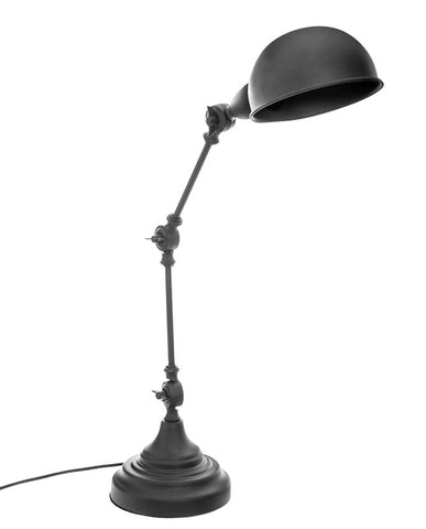 Loft stílusú, feketeszínű asztali lámpa.