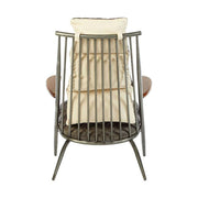 Vasból készült, vintage ébenfa színű marhabőrrel kárpitozott, kortárs-loft stílusú, formatervezett prémium pihenő karosszék.