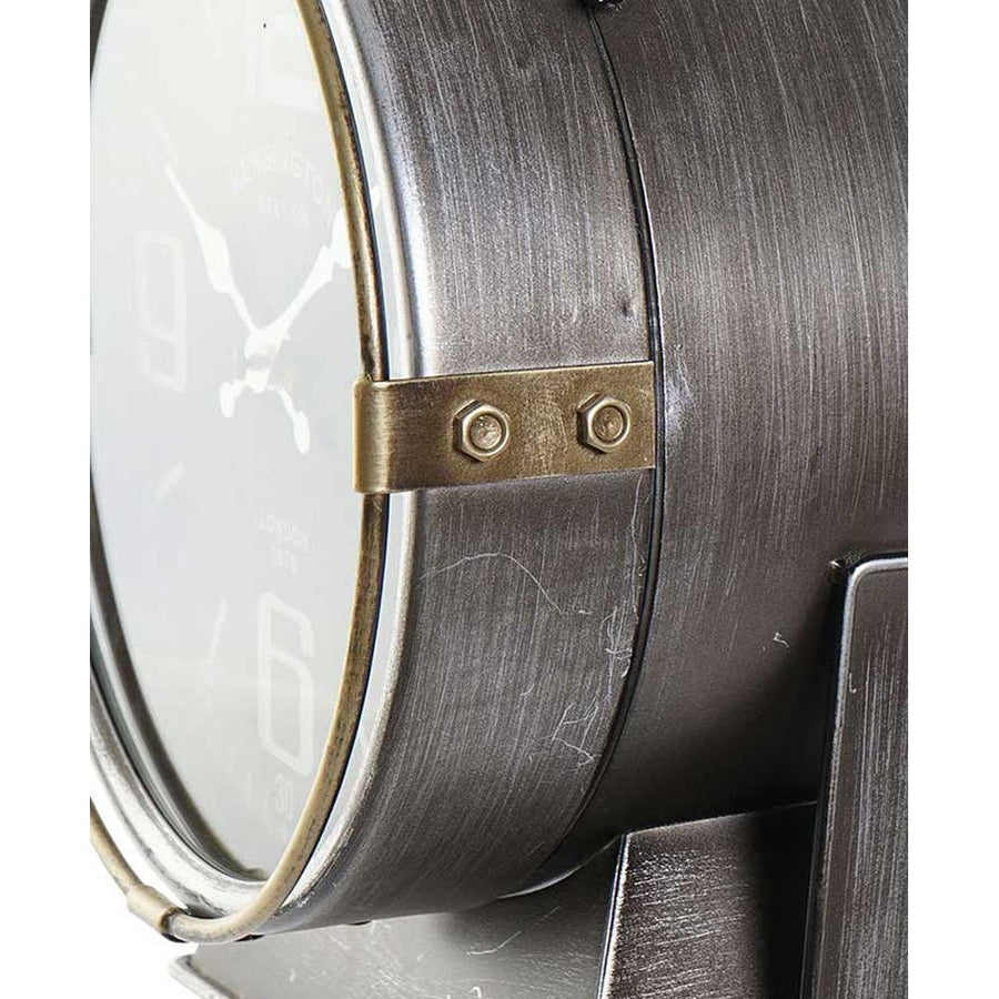 Ipari loft stílusú, fémből küszét, antikolt felületű nagyméretű asztali óra