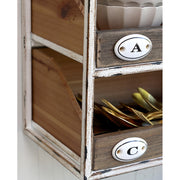 Ipari stílusú, 71 cm hosszú és 50 cm magas, 4 fiókos és 3 tárolókosárral rendelkező fali polc.