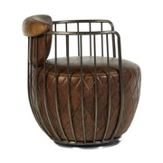 Vasból készült, 360 fokban körbe forgatható, vintage barna színű marhabőrrel kárpitozott, kortárs-loft stílusú, formatervezett prémium klubfotel.