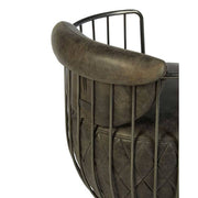 Vasból készült, 360 fokban körbe forgatható, ébenfa színű marhabőrrel kárpitozott, kortárs-loft stílusú, formatervezett prémium klubfotel.