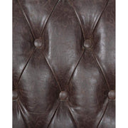 Prémium minőségű, 83 cm hosszú, kőrisfából készült, barna színű műbőrrel kárpitozott, loft stílusú fotel a "Raymond" kollekcióból