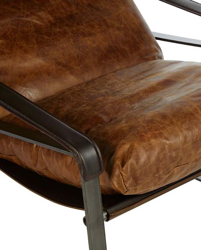 Loft relaxációs pihenő bőr fotel dohánybarna "Hoxton"