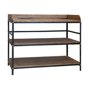 Loft stílusú, fémből és fenyőfából készült, 120,5 cm hosszú, antikolt felületű szervizasztal 