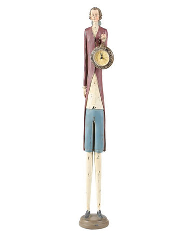 Fub Funky stílusú, 78 cm magas, rokokó korabeli küllemű Lord figura órával a kezében