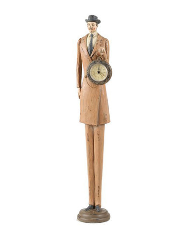 Fub Funky stílusú, 68 cm magas, cilinderes férfi figura órával a kezében