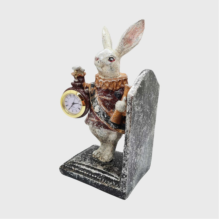 Zsebórás nyuszi figurás könyvtámasz.