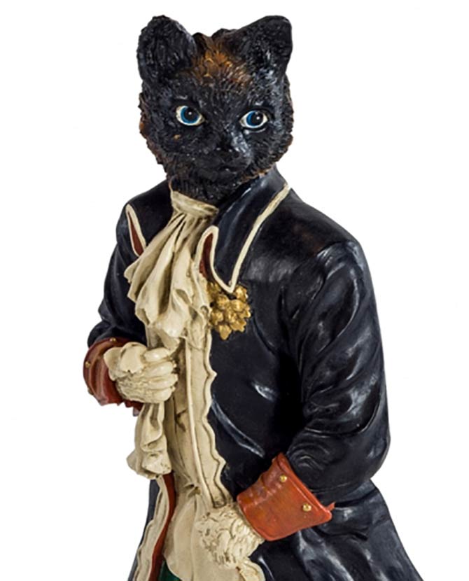 Barokkos megjelenésű, fub funky, vintage stílusú, fekete és krém színű macskafigurás fogas