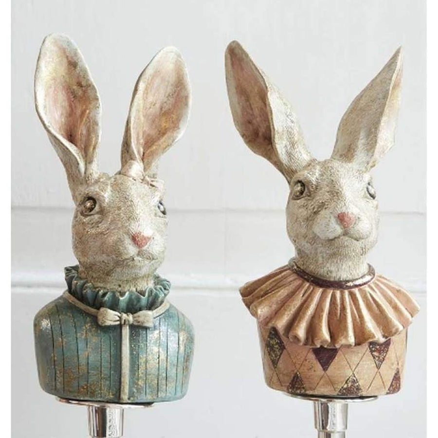 Fub Funky stílusú, 24 cm magas, kárómintás, galléros nyuszi mellszobor 