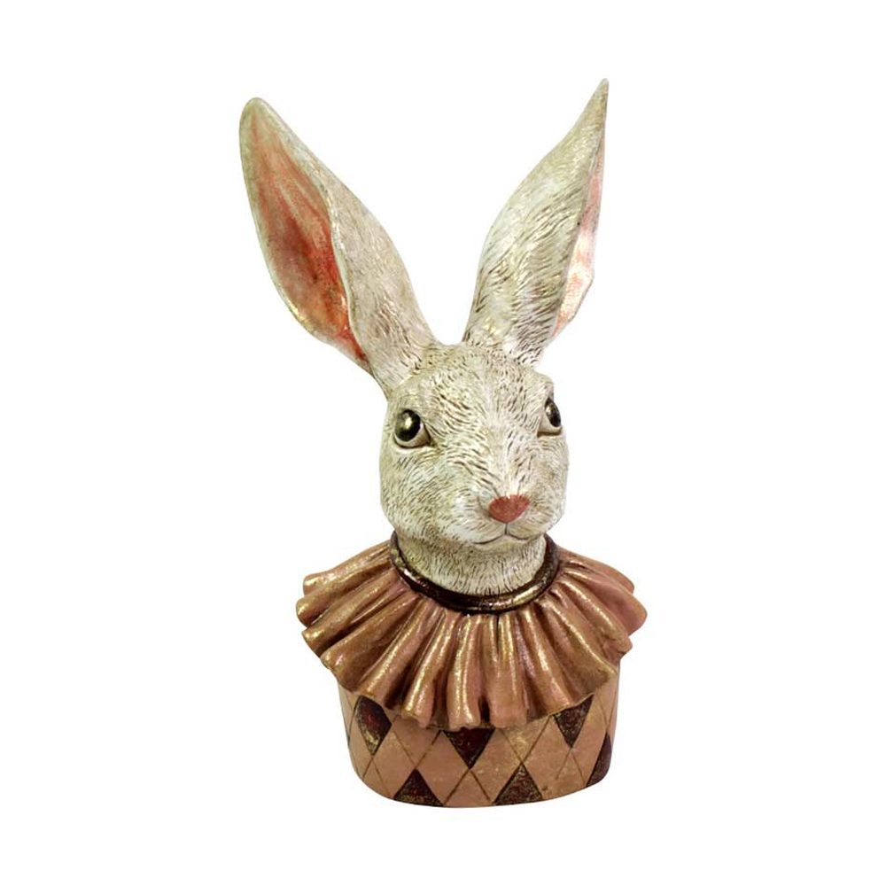 Nagyméretű 50 cm magas, Fub Funky stílusú, kárómintás, galléros nyuszi mellszobor