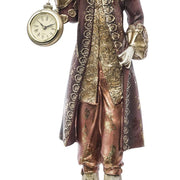 Nagyméretű, 57 cm magas, Fub Funky stílusú, rokokó kosztümös nyuszifigura órával a kezében