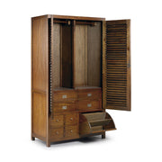 Tömör mahagónifából készült, modern-loft stílusú, kézműves gardróbszekrény.