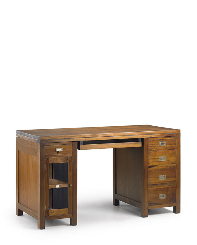Tömör mahagónifából készült, modern-loft stílusú, kézműves íróasztal.