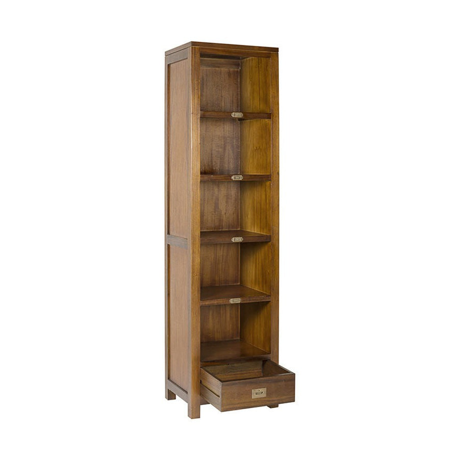 Tömör mahagónifából készült, modern-loft stílusú, kézműves könyvszekrény.