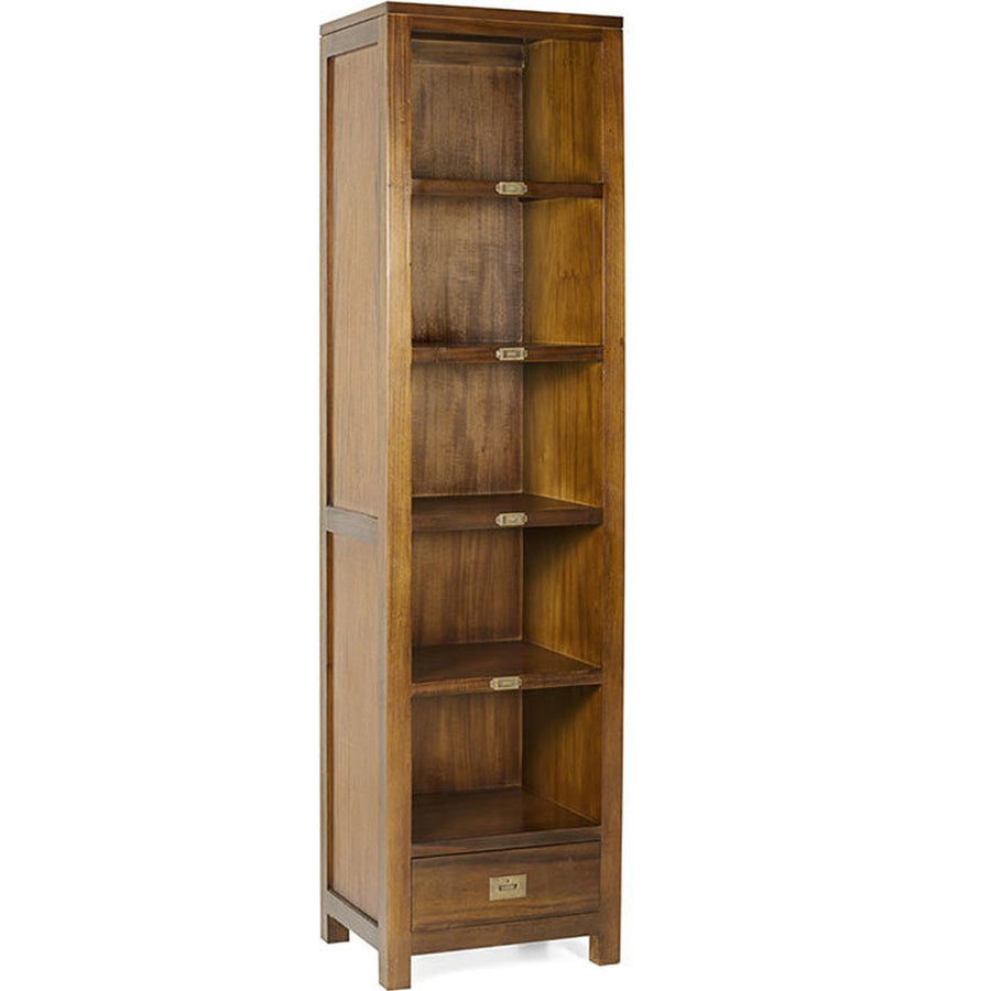 Tömör mahagónifából készült, modern-loft stílusú, kézműves könyvszekrény.