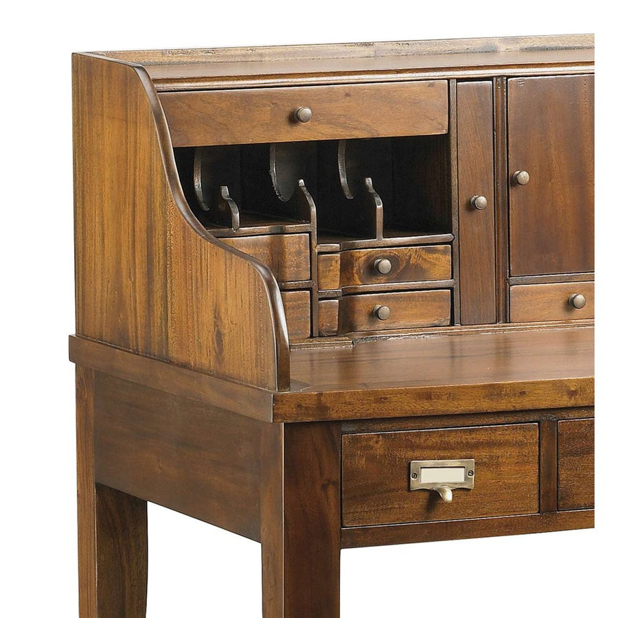 Tömör mahagónifából készült, modern-loft stílusú, kézműves szekreter.