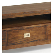 Tömör mahagónifából készült, modern-loft stílusú, kézműves TV szekrény.