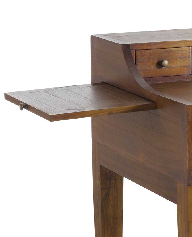 Loft stílusú, mindifából készült tábornoki íróasztal rejtett fiók részlete.