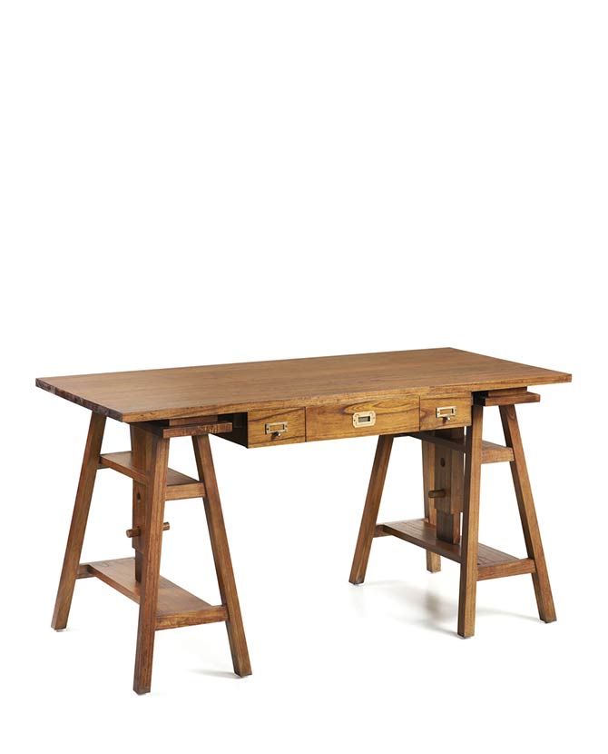 Loft stílusú, mindifából készült, állítható magasságú kézműves íróasztal.