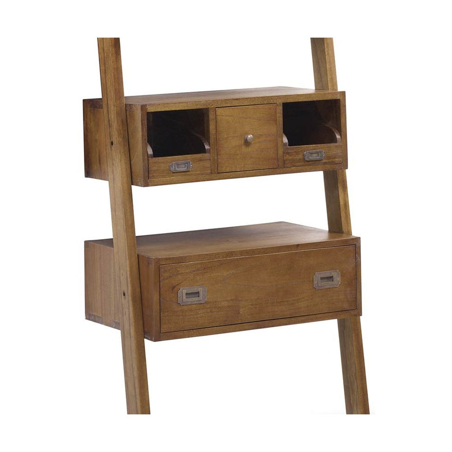 Loft stílusú, mindifából készült, kézműves polcos fiókos állvány fiókos részlete.