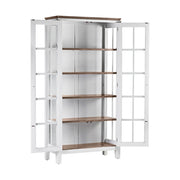 Tömör mindifából készült, modern-vidéki stílusú, kézműves vitrines szekrény.