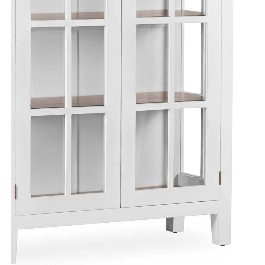 Tömör mindifából készült, modern-vidéki stílusú, kézműves vitrines szekrény.