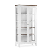 Tömör mindifából készült, modern-vidéki stílusú, kézműves vitrines szekrény.